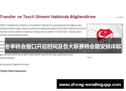 冬季转会窗口开启时间及各大联赛转会期安排详解 冬季转会窗口开启时间及各大联赛转会期安排详解